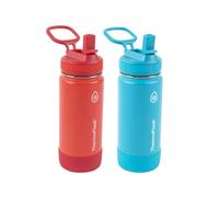 Thermoflask Lot de 2 bouteilles d'eau isothermes à double paroi en acier inoxydable de 473 ml, rouge/bleu