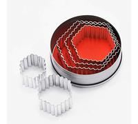 Thermohauser 8300031851 Set de 5 emporte-pièces en acier inoxydable 6 pans ondulés Diamètre 3,9-8,8 cm, emballé dans une boîte de rangement en tôle.