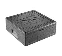 thermohauser Boîte isotherme en polypropylène expansé pour pizza Noir Avec couvercle 12,5 l 41 x 41 x 16 cm Pour service de livraison