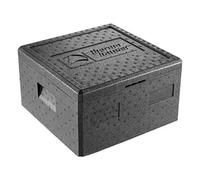 thermohauser Boîte isotherme en polypropylène expansé pour pizza Noir Avec couvercle 21,5 l 41 x 41 x 23,5 cm Pour service de livraison