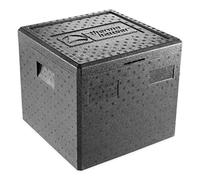 thermohauser Boîte isotherme en polypropylène expansé pour pizza Noir Avec couvercle 37,5 l 41 x 41 x 36 cm Pour service de livraison
