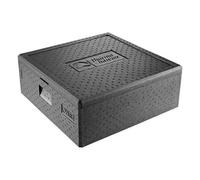 thermohauser Boîte isotherme Pizza Maxi en polypropylène avec couvercle - 49 l - 59,5 x 59,5 x 22,5 cm - Noir - Très grande surface d'utilisation.