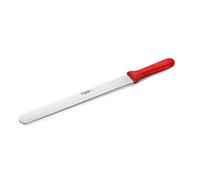 thermohauser Couteau de boulanger (acier inoxydable), lame dentelée unilatérale, avec manche en plastique rouge, lame de 31 cm, manche rouge