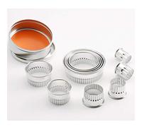 thermohauser Lot de 11 emporte-pièces ronds en acier inoxydable - Bord ondulé - 2 à 8,5 cm - Dans une boîte de rangement en tôle