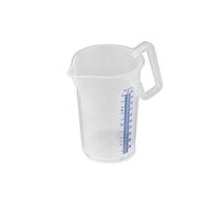 thermohauser Verre doseur avec poignée fermée, 1000 ml, plastique PP, graduation bleue en litres et millilitres, transparent