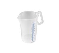 Thermohauser Verre doseur avec poignée fermée, 2000 ml, plastique PP, graduation bleue en litres et millilitres, transparent