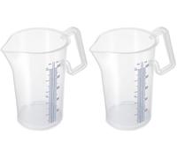 Thermohauser Verre doseur avec poignée fermée, 500 ml, plastique PP, graduation bleue en litres et millilitres, transparent (Lot de 2)