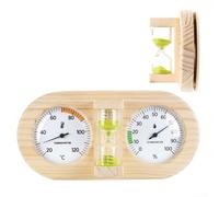 Thermohygromètre de sauna en bois de pin avec minuterie de 15 minutes, double pour cadran, jauge de température et d'humidité pour salle de sauna, moniteur mural résistant à la chaleur 20-120 °C (B)