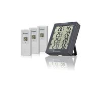 Bresser Station météo sans fil Temeo Hygro Quadro – 3 capteurs ext., 4 lieux, temp. et humid. – Gris