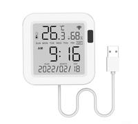 Thermohygromètre Wifi intelligent compatible avec l'application Tuya, moniteur de température et d'humidité en temps réel pour pièce et sous-sol, prise en charge de commande vocale, blanc