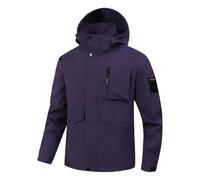 Thermojacke Herren Winter Frühling und Herbst Herrenjacke Jacke Herren Einfarbig Outdoor Kapuzen Hardshell Herren Modische Bergsteigerbekleidung Schwarz Rot Herren, lilas, S