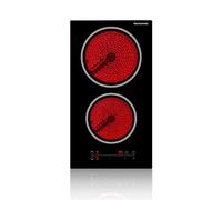 ThermoMate 30cm Plaque Vitrocéramique Table de cuisson 2 Feux, 3000W Encastrable Plaque Vitrocéramique Intégré, Commande Tactile, Verrou Pour Enfants, Minuterie