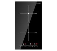 ThermoMate IHTB302 Table de cuisson à induction 30 cm, Plaque Induction encastrable avec 2 Foyers de cuisson, fonction booster, commande tactile, sécurité enfants, timer, 3500W