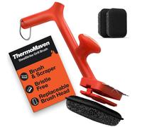 ThermoMaven Brosse à BBQ sans poils - Brosse à nettoyer le grill à vapeur sûre de 17" avec grattoir et 3 têtes de brosse pour grill en porcelaine/au gaz/au charbon Nettoyeur de barbecue extérieur