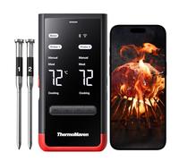 ThermoMaven P2 Thermomètre à Viande Sans Fil - 2 Sondes 6 Capteurs, WiFi Illimité & 152,4m Bluetooth 5.3, Précision ±0,3°C, IPX8 Étanche, Écran Intelligent, Barbecue Four Cuisine