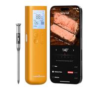 ThermoMaven Thermomètre à viande intelligent Bluetooth sans fil, stabilité du signal Sub-1G, base d'affichage, précision certifiée ± 0,3 °C, portée Wi-Fi pour barbecue, four, fumoir, barbecue, jaune