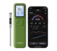 ThermoMaven Thermomètre à viande intelligent Bluetooth sans fil, station de base, portée illimitée, précision certifiée NIST, alertes applications, pour barbecue, four, fumoir, barbecue (vert avocat)