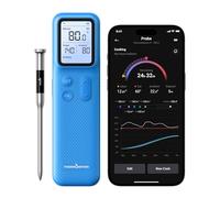 ThermoMaven Thermomètre à viande intelligent Bluetooth sans fil, station de base, portée illimitée, précision certifiée NIST, alertes applications, pour barbecue, four, fumoir, barbecue (bleu océan)