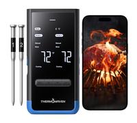 ThermoMaven Thermomètre à viande intelligent sans fil Bluetooth : base autonome, WiFi à portée illimitée, 6 capteurs avec précision certifiée NIST, 2 sondes pour cuisine, barbecue, barbecue, four