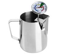 Thermometer World Thermomètre à lait et pichet à lait de 600 ml pour la fabrication de café de style barista, idéal pour les cappuccino et latte moussants