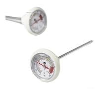 Thermomètre à café mécanique en acier inoxydable - Jauge de température de l'eau - Sans mercure - Aiguille pour lait (beige)