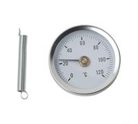 Thermomètre à pince 0-120 °C en acier inoxydable avec ressort pour systèmes de chauffage, usage industriel, 63 mm pour cadran