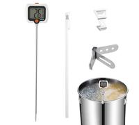 Thermomètre à sucre, sonde longue, avec clip pour casserole, thermomètre de friture, thermomètre à frire avec écran rotatif - Pour barbecue en plein air, barbecue, restaurant, friture