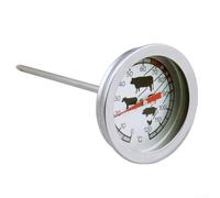 Thermomètre à viande analogique en acier inoxydable - Thermomètre de cuisson - Sans danger pour le four - Thermomètre pour rôti de bœuf - Jauge de température pour barbecue - Sonde de viande de