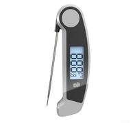 Thermomètre à viande électronique pliable avec lectures rapides et précises et écran LCD rétroéclairé, conçu pour la cuisson, le rôti, le gril et la friture (gris)