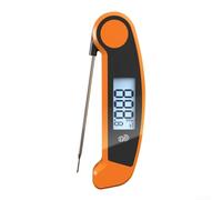 Thermomètre à viande électronique pliable avec lectures rapides et précises et écran LCD rétroéclairé, conçu pour la cuisson, le rôti, le gril et la friture (orange)