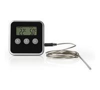 Thermomètre à viande - Alarme/minuterie - Affichage LCD - 0-250 °C - Noir/argenté