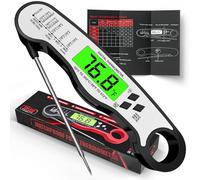 Thermomètre à viande numérique à lecture instantanée - Thermomètre alimentaire étanche avec rétroéclairage pour cuisine, grill, bonbons, cuisine et bas de Noël pour homme - Noir