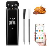 Thermomètre à viande sans fil intelligent avec Bluetooth, 2 sondes et fonction mémoire - Portée de 150 m, étanche IPX8 pour barbecue, fumoir, four, Air Fryer - Surveillance à distance par application