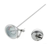 Thermomètre alimentaire en acier inoxydable, 20-280 °C, jauge de température d'huile avec cadran de 54 mm, pas besoin de batterie, sonde de cuisine pour frire et brasser, argenté (20 cm)