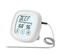 Thermomètre alimentaire numérique, 9 modes prédéfinis, écran tactile, thermomètre à viande pour barbecue, minuterie de cuisine avec base magnétique pour la cuisine (Blanche)