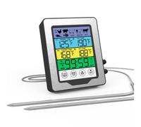 Thermomètre alimentaire numérique avec écran tactile couleur, thermomètre de cuisson et de viande avec double sonde de température, thermomètre de four numérique pour griller, fumer, griller, cuisiner