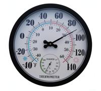 Thermomètre analogique rond et hygromètre pour maison, atelier, serre et terrasse, surveillance de la température (noir)
