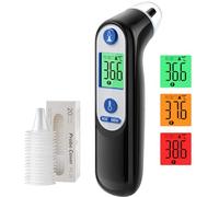 Thermomètre Auriculaire Haute Précision pour bébé, Thermomètres Médicaux et accessoires | Mesure rapide en 1 seconde | Indicateur sonore de fièvre (109-LCD Noir profond)