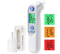 Thermomètre Auriculaire Haute Précision, Thermomètres Médicaux et accessoires | Mesure rapide en 1 seconde | Indicateur sonore de fièvre | 21 Embouts pour thermometre bebe (Blanc)