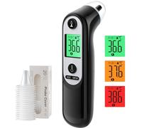 Thermomètre auriculaire pour bébé et adulte - Thermomètre auriculaire avec précision de l'âge et affichage de la température à code couleur - Thermomètre infrarouge numérique avec 21 capuchons de