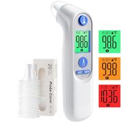 Thermomètre auriculaire pour bébé et adulte - Thermomètre auriculaire avec précision de l'âge et affichage de la température à code couleur - Thermomètre infrarouge numérique avec 21 capuchons de