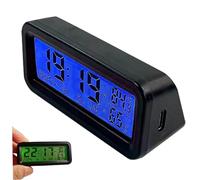 Thermomètre automobile, horloge de tableau de bord voiture, mini-horloge solaire numérique, rétro-éclairage automatique multi-usages pour tableau bord, heure, date, affichage température, hu