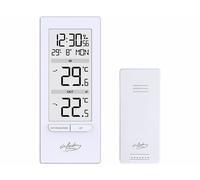 Thermomètre avec horloge radio-pilotée et capteur extérieur - coloris blanc