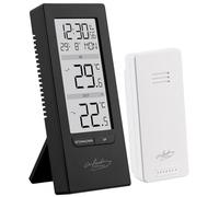 Thermomètre avec horloge radio-pilotée et capteur extérieur - coloris noir [infactory]