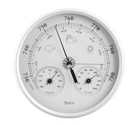 Thermomètre Baromètre Hygromètre 3 en 1 Instrument Météo Argent Blanc 130mm Intérieur Extérieur