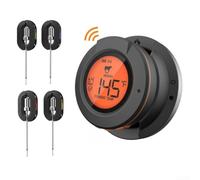 Thermomètre BBQ Digital Portée 60m App(thermometer+4 probes) | 4 sondes simultanées, contrôle app intelligent, alertes cuisson, portée fil 60m, pour idéal barbecue