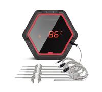 Thermomètre BBQ sans fil Bluetooth, jusqu'à 6 sondes, portée sans fil de 100 m, 6XS rouge 6 capteur