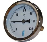 DISTRILABO Thermomètre bimétallique plongeur axial - 15x21 - cadran Ø63mm Sonde long 60mm - 0 à 120°C - Mesure et contrôle