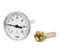 Thermomètre bimétallique en aluminium de 0 à +60°C Tige de 63 mm de cabinet et de 40 mm avec puits thermométrique