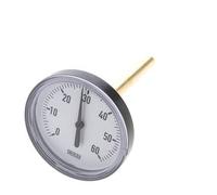 Thermomètre bimétallique en plastique 0 à +60°C Tige de 80mm Cabinet 100mm avec puits thermométrique